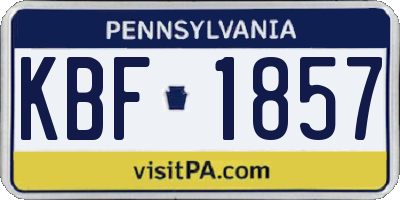 PA license plate KBF1857