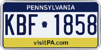 PA license plate KBF1858