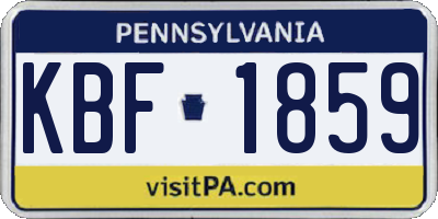 PA license plate KBF1859