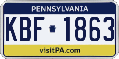 PA license plate KBF1863