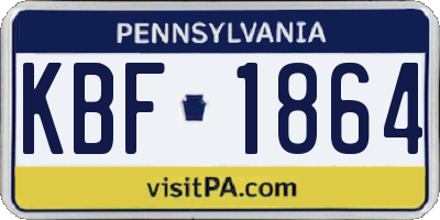 PA license plate KBF1864