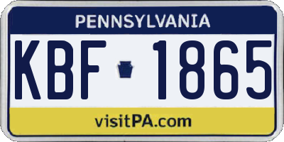 PA license plate KBF1865
