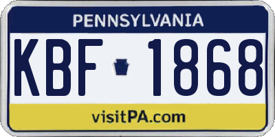 PA license plate KBF1868