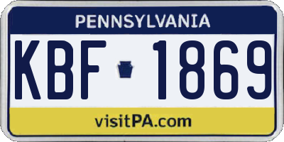 PA license plate KBF1869