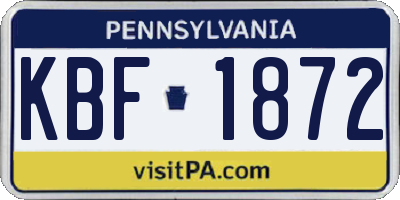 PA license plate KBF1872
