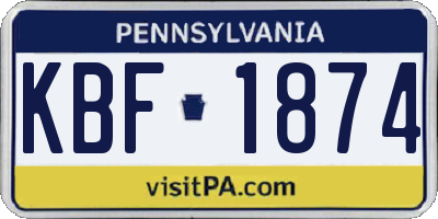 PA license plate KBF1874