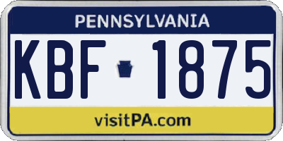 PA license plate KBF1875