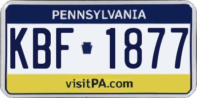 PA license plate KBF1877