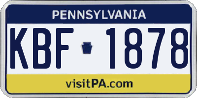 PA license plate KBF1878