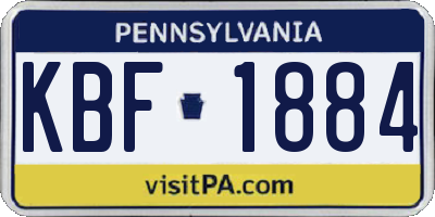 PA license plate KBF1884