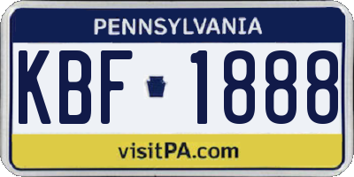 PA license plate KBF1888