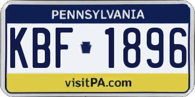 PA license plate KBF1896
