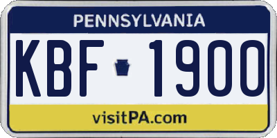 PA license plate KBF1900