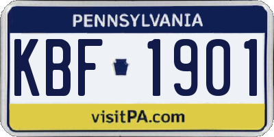 PA license plate KBF1901