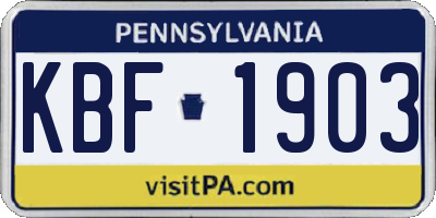 PA license plate KBF1903