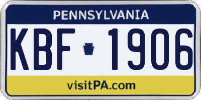 PA license plate KBF1906