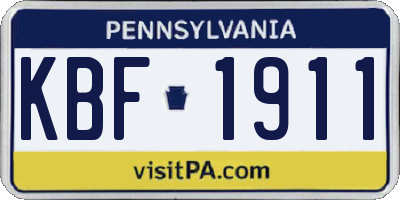 PA license plate KBF1911
