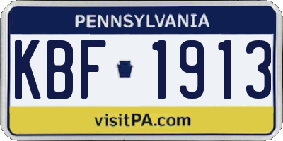 PA license plate KBF1913
