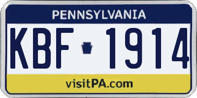PA license plate KBF1914
