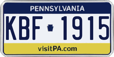 PA license plate KBF1915