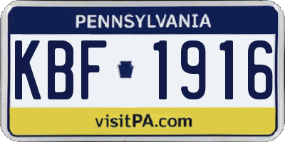 PA license plate KBF1916