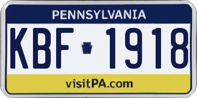 PA license plate KBF1918