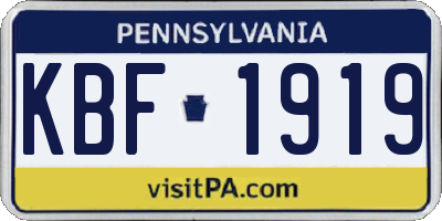PA license plate KBF1919