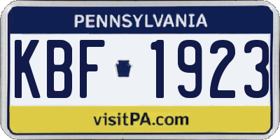 PA license plate KBF1923