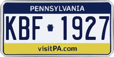 PA license plate KBF1927