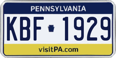 PA license plate KBF1929