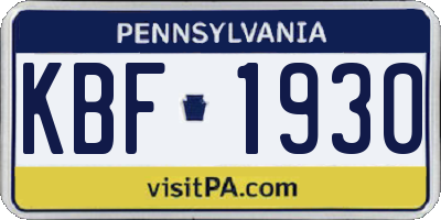 PA license plate KBF1930