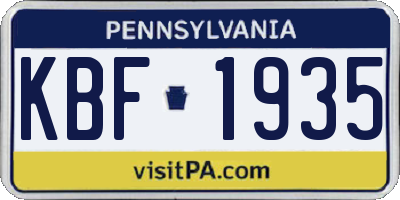 PA license plate KBF1935