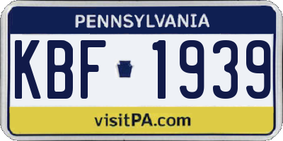 PA license plate KBF1939