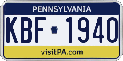 PA license plate KBF1940
