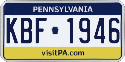 PA license plate KBF1946