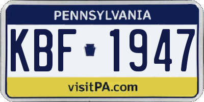 PA license plate KBF1947
