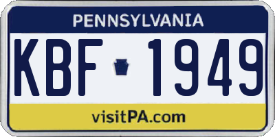 PA license plate KBF1949