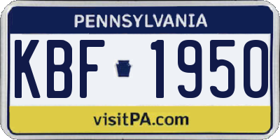 PA license plate KBF1950