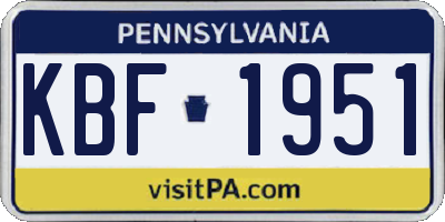 PA license plate KBF1951