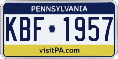 PA license plate KBF1957