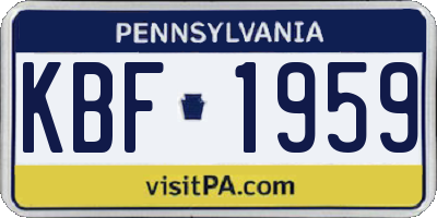 PA license plate KBF1959