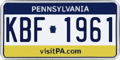PA license plate KBF1961