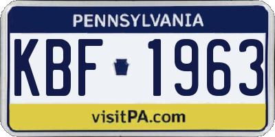 PA license plate KBF1963