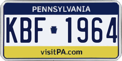 PA license plate KBF1964