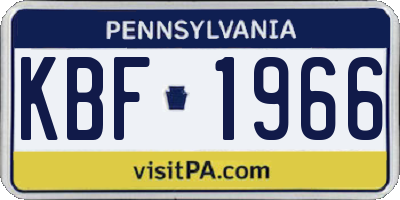 PA license plate KBF1966
