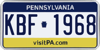 PA license plate KBF1968