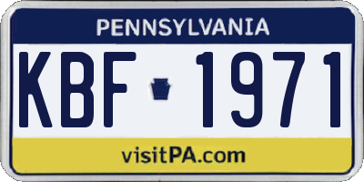 PA license plate KBF1971