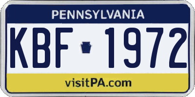 PA license plate KBF1972