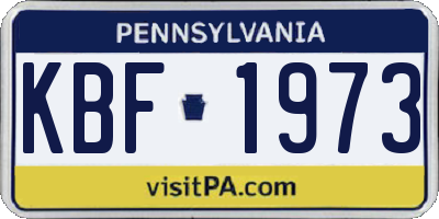 PA license plate KBF1973