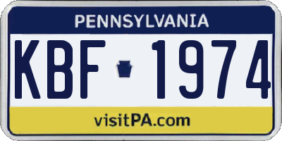 PA license plate KBF1974
